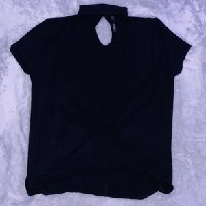 Black Cross Wrap Top with Choker Neck
